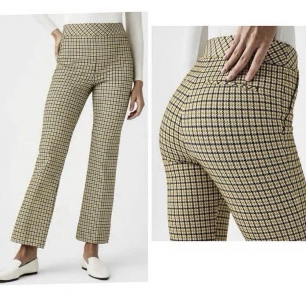 Spanx Perfect Kick Flare Ankle Pants Dijon Jacquard Houndstooth Size Small